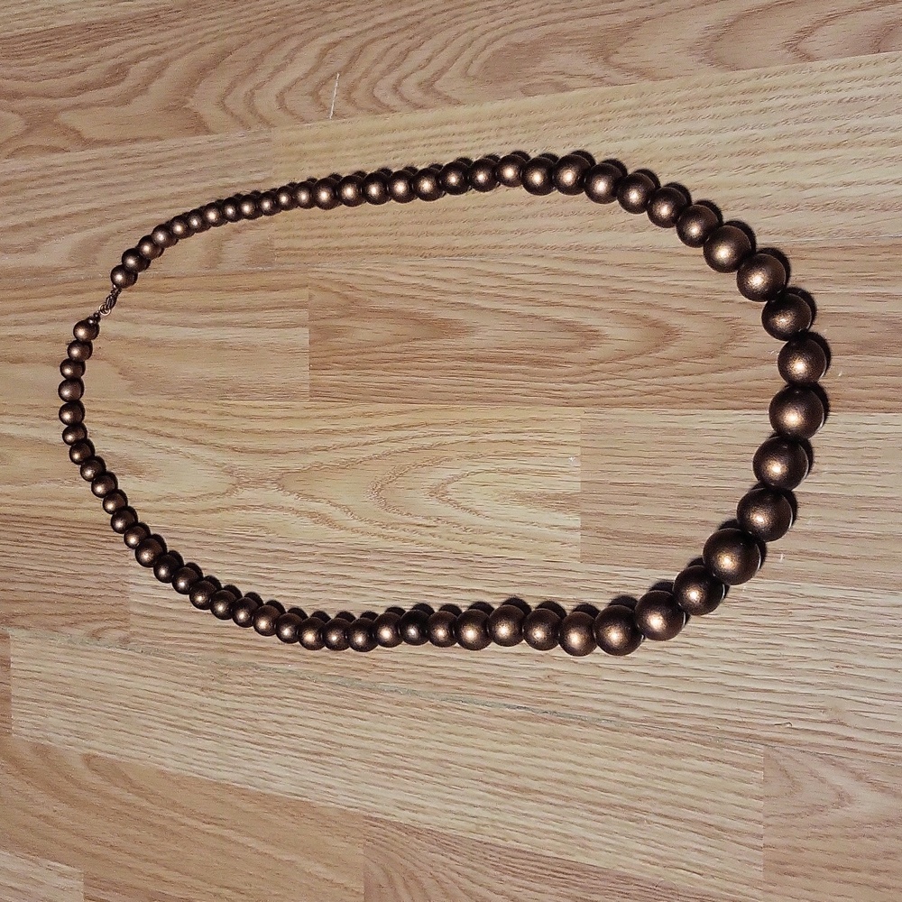 Fashion necklace- bronze wooden beads